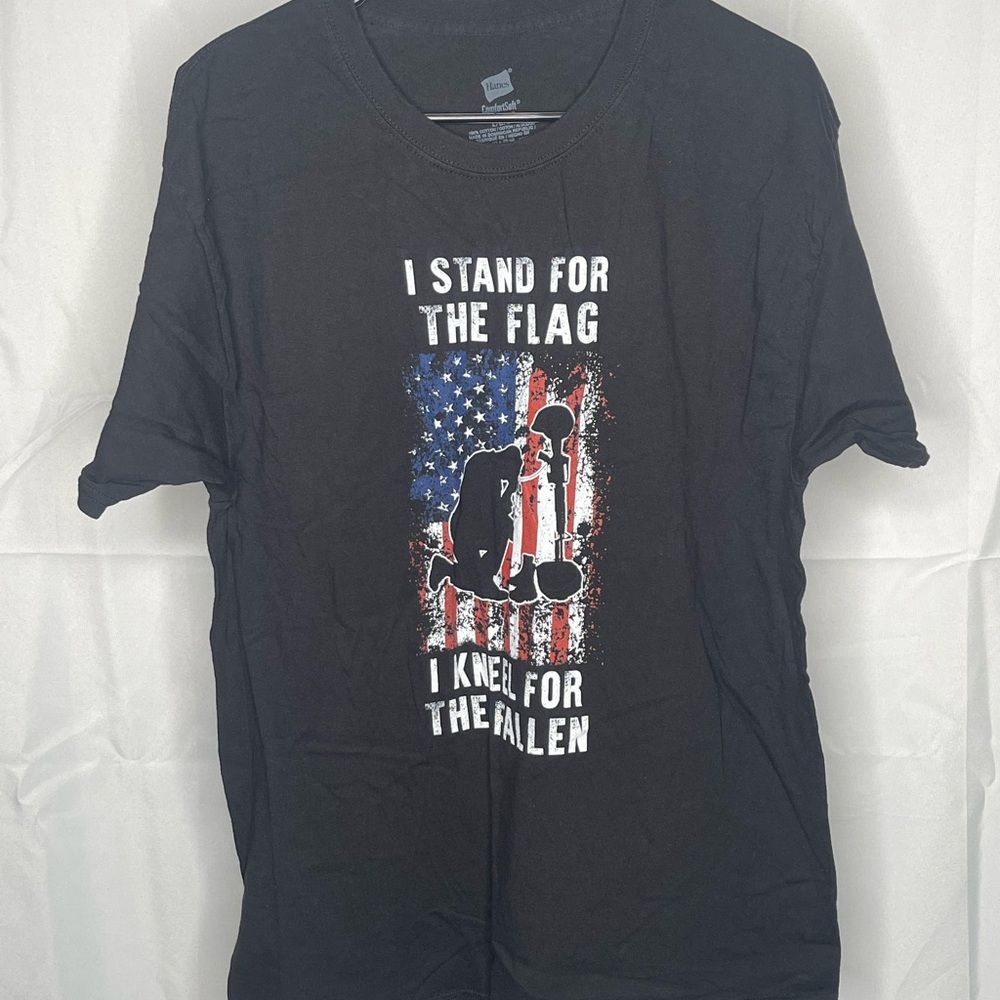 Brand New Large Black Hanes American Flag Shirt